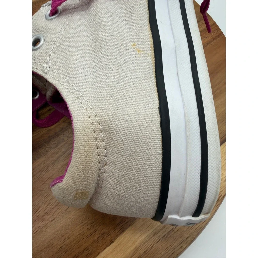 Converse All Star Low Top Junior Size 5 Sneakers Grey Cream Pink Laces 0515